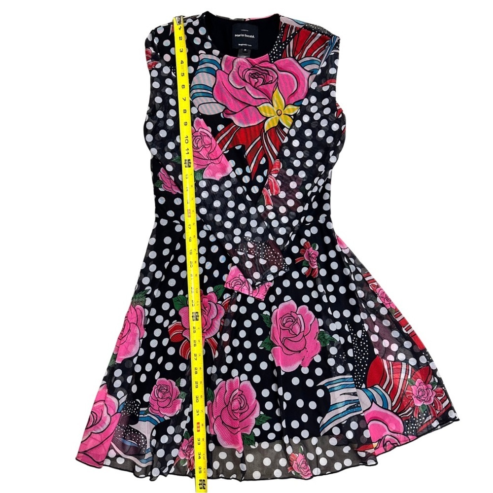 Desigual X María Escote Floral Polka Dot Mini Dress Medium Multicolor Artsy EUC - Picture 7 of 9